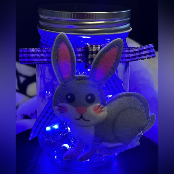 Hand Crafted Other - ❌SOLD❌BABY BUNNY SOFT PLUSH DECOR W/ PURPLE LED LIGHTS/PURPLE BOW